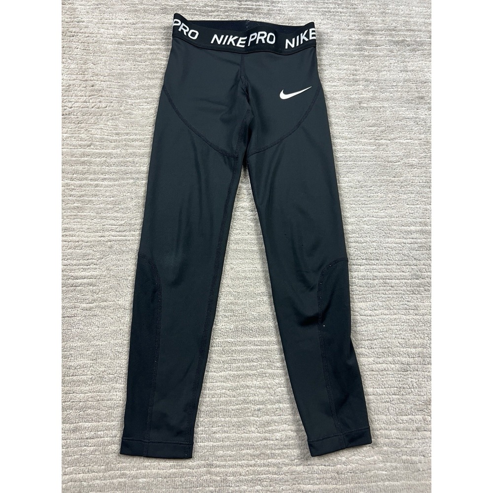 Nike Pro Tight Fit Black Leggings Big Kids Size XS Athleisure AQ9042-010‎